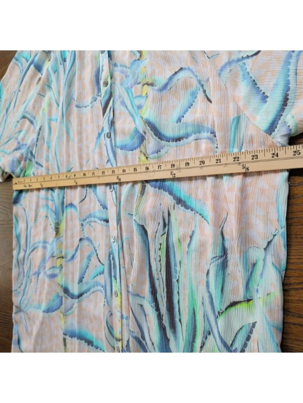 Mara Hoffman Swim Cover Up Dress L Peach Abstract Button Front Tunic Boho Resort